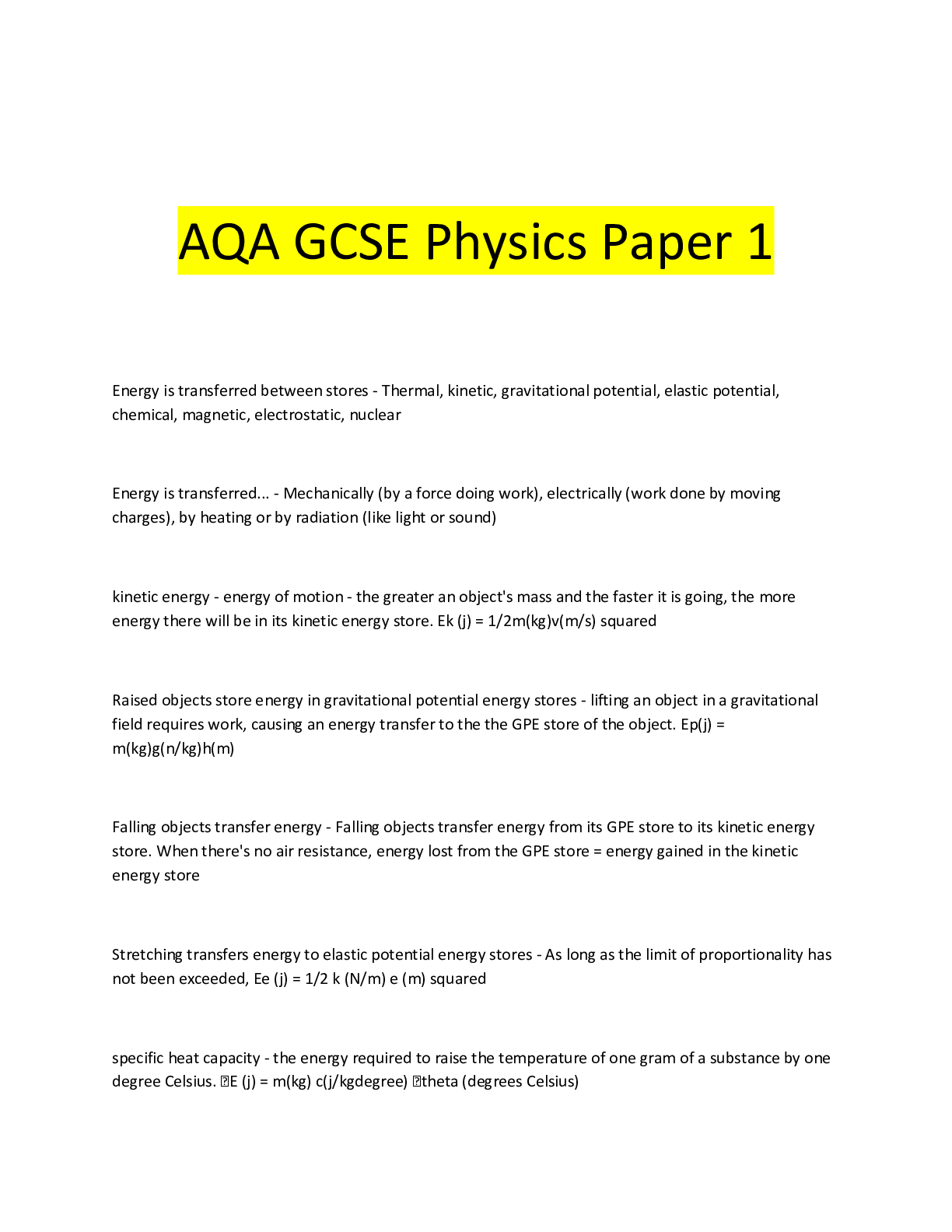 AQA GCSE Physics Paper 1 Browsegrades